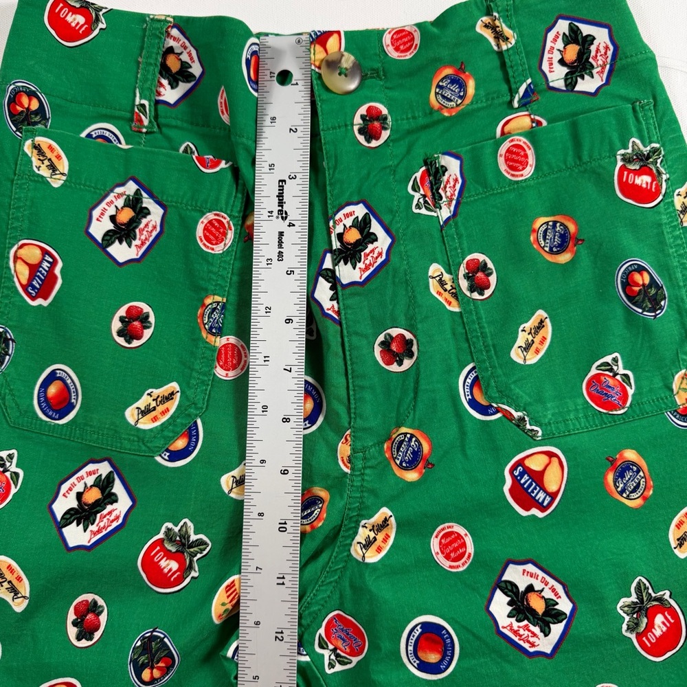 Anthropologie Maeve Colette Fruit Print Cropped Wide Leg Pants Green Size 28 NWT - Picture 9 of 15